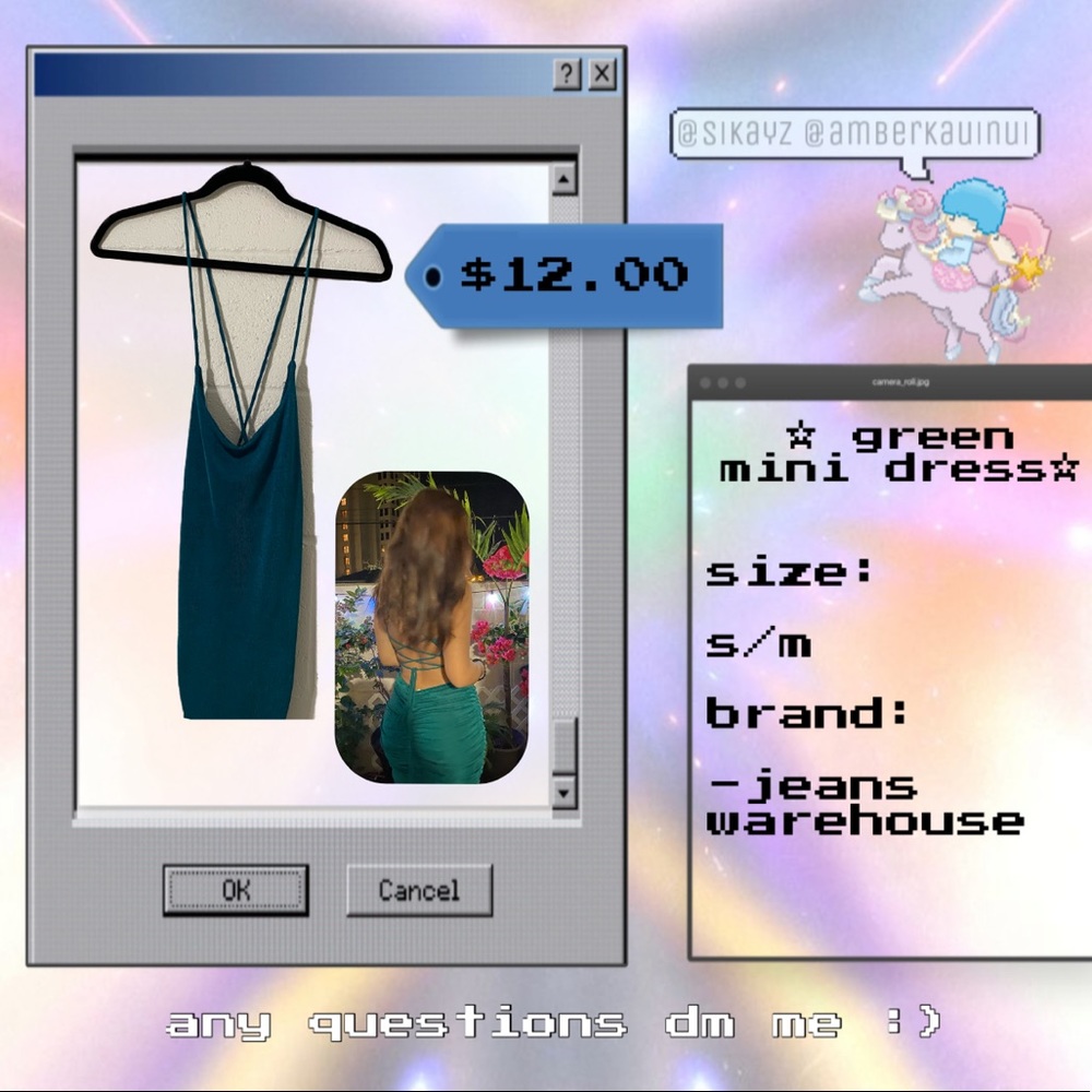 Green mini dress with back detail